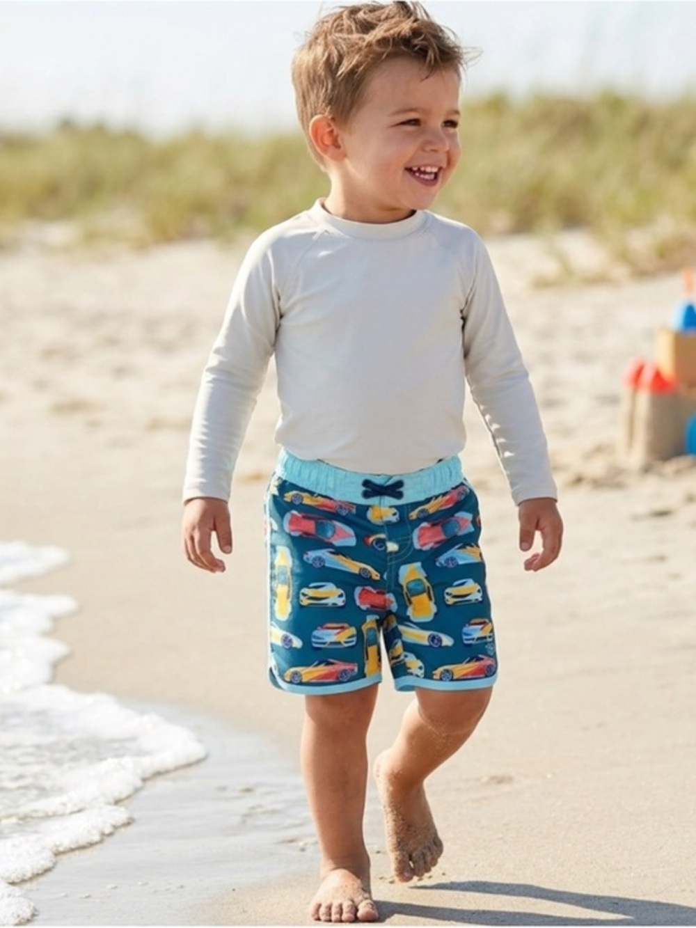 UV Skinz Toddler Cars Print Swim Shorts - Quick-Dry 50+ UPF Size 3T
